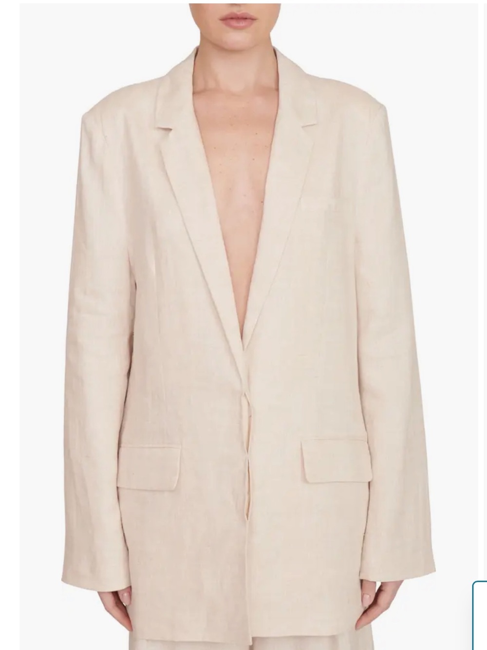 NEW STAUD Maxwell Linen Blazer Jacket White Cream Beige Color Fully Lined Size M